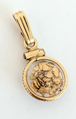 Antique Alaska 20k Natural Gold Placer Nuggets in Floating 14K GF Pendant