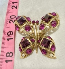 EISENBERG Ice Brooch Pin Large Purple & Pink Butterfly Rhinestone Crystal~Rare