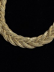 Vintage Erwin Pearl Gold Tone Braided Chain Necklace Signed Adjustable 18″