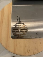 Vintage 900 Silver Geometric Cutout Dangle Earrings 8.9g Asian Motif 1.5″