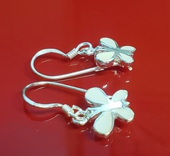 VTG 925 MOP Butterfly Earrings 1in Drop Sterling Silver Mother of Pearl Inlay