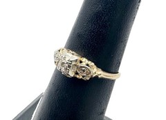 Antique Art Deco 14K Gold First Lady Two-Tone Old Cut Diamond Ring Sz 5.25