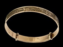 Antique Edwardian 10k GF Small/Child Adjustable Buckle Floral Engraved Bracelet