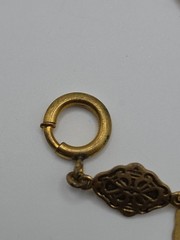 Antique Victorian Era Vermeil Medallion Chain Glass Cameo Pendant Choker 12″ SEE