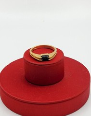Vtg Sz 7 Ring Sm Black Cubic Zirconia 18KGE Stackable Fashion Jewelry StyS3