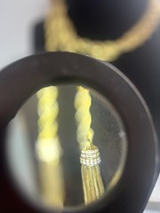 Vintage Gold Rope Tassel Lariat Necklace Crystal Accents Heidi Daus Style 24″