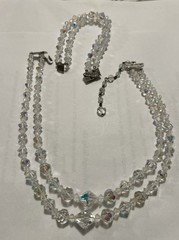 Gorgeous Vtg Set La Roco Crystal Cut Bead 2 Strand Necklace & Bracelet Signed