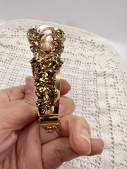 Verified Juliana Delizza And Elster Copper Fluss Milk Glass Clamper Bracelet
