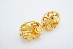 Vintage Clip On Earrings Gold Tone Open Work