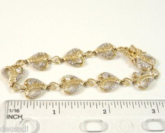 Vintage Love Bracelet In Gold And Silver With Zircon Stones 9.6 Grams