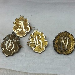4 Vintage Monogrammed Pins D R A N