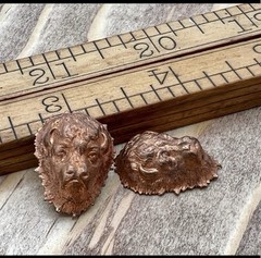 2 Pcs Vintage Brass Buffalo Head Stamping Detailed Rare Findings Artisan Crafts