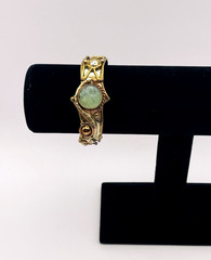 Vintage Mixed Metals Flourite Cabochon Cuff Bracelet