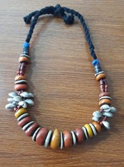 3 old Handcrafted Berber Necklace resin Bead Amber Color Artisan Jewelry Morocco