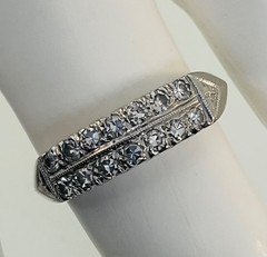 Antique 1920’s Art Deco 13k White Gold Diamond Wedding Band