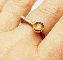 Fun OOAK sterling silver tiger eye square geometry ring size 6.75