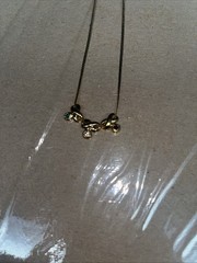 Vintage Avon Birthstone Love Charm Necklace. Green , White And Red . Gold Tone