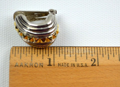Vintage Silver Tone Gold Tone Clip On Half Moon Shaped 1″