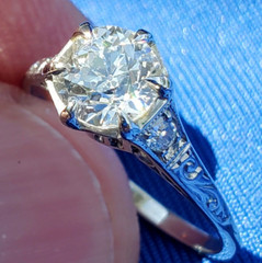 Original EARTH MINED DIAMOND ART Deco Engagement Ring Vintage Platinum Solitaire