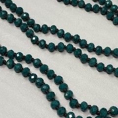Designer Flapper Beaded Necklace Teal Green Fire Polished Czech Glass JM 78″