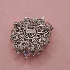 Vintage Signed Vendome Aurora Borealis AB Crystal Rhinestone Flower Brooch Pin