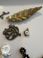 Pendant Charm Lot Resin, Metal, Enamel Flowers Leaves Jewelry Gold & Silver Tone