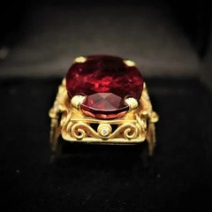 4.28CT Art Deco Genuine Garnet Vintage Art Deco Wedding 14K Yellow Gold FN Ring