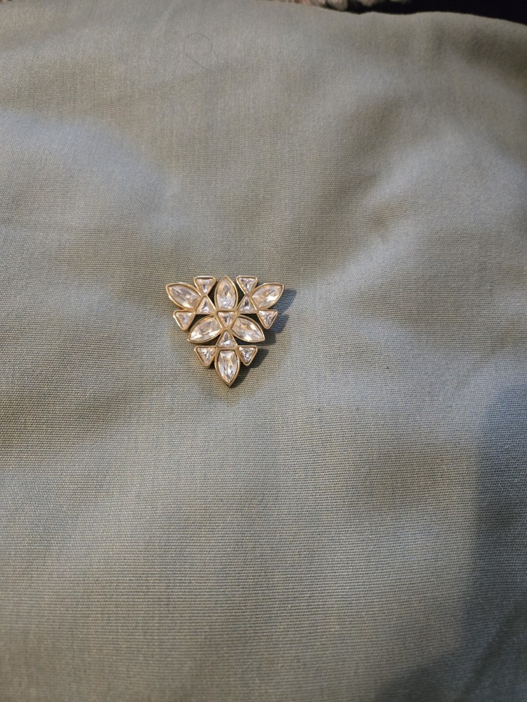 Vintage SALO Triangle Goldtone Crystal Pin, Signed