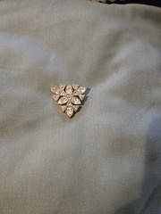 Vintage SALO Triangle Goldtone Crystal Pin, Signed
