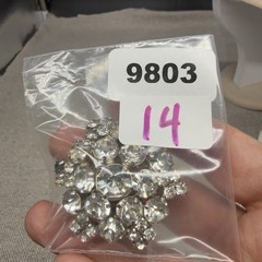 Vintage Brooch Domed Silver Tone Crystal Rhinestones 1.75 Inches