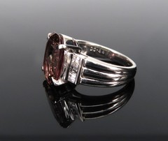 Fine 4.58ct Pink Tourmaline & 0.44ct Asscher Cut Diamond Platinum Ring Size 6