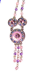 VINTAGE🇺🇸1928 FAIRY FANTASY PURPLE+PINK AUSTRIAN CRYST+ENAMEL NECKLACE VG+✨VTG