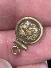 Vintage Gold Filled Frame W/ Genuine Gold Nuggets Flakes In Charm Pendant