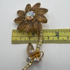 Juliana DeLizza Elster Topaz Rhinestone Flower Brooch