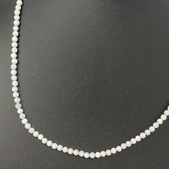 Dainty Stone Necklace White Opaque Gemstone Mini Bead 4.2mm Collar Chakra 19″