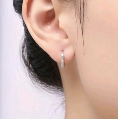 16mm Elegant Solid💥.925 Sterling Silver (3.5g) Ice Cubic Zirconia Hoop Earrings