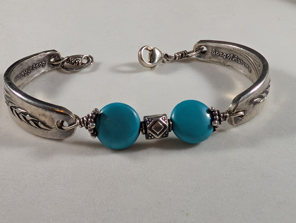 Vintage Oneida “Song Of Autumn” Silver Bracelet Turquoise Accents