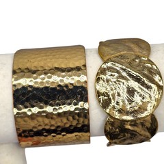 Vintage Cuff Bracelet Lot Gold Tone Hammered Wide Statement Boho Runway Minimal