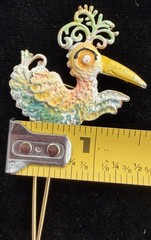LIND GAL lg vintage Enamel long leg Stork bird Brooch pin jewelry