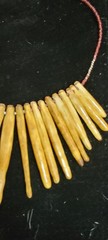 Vintage Tribal Spike Necklace Bone Horn Fringe Bib Statement Necklace