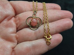 Vintage Old Stock Chain w/Vintage 1960’s Rose Quartz Open Work Slide
