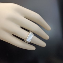 Sterling Silver Signet Ring Mother Of Pearl Modernist Minimalist Clean Design