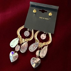 1980s Chandelier Earrings Lucite Vintage Large Gold Tone Dangle Pierced