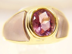 Unique Vintage 10 K Gold Amethyst Transparent Sides Mid Century Sz 8 Dinner Ring