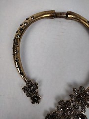 Vintage Smoky Gray Rhinestone Open Flower Choker 5 Dangle Necklace Gorgeous