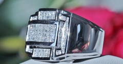 14k white gold 2.35ct invisible set diamond ring size 10 handmade 23.4gr Ali263