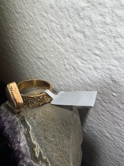 Spade-Shape Aurora Stone Adjustable Copper Ring