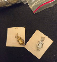 Sterling Silver Lyre Harp Dangle Charm, Music Theme,Lot Of 2 New With Packaging