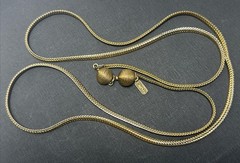 VTG Yves Saint Laurent Gold Tone Signed YSL Herringbone Chain Necklace
