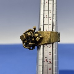 Vintage Brutalist Abstract Ring Brass Tone Modernist Statement Size 6.5